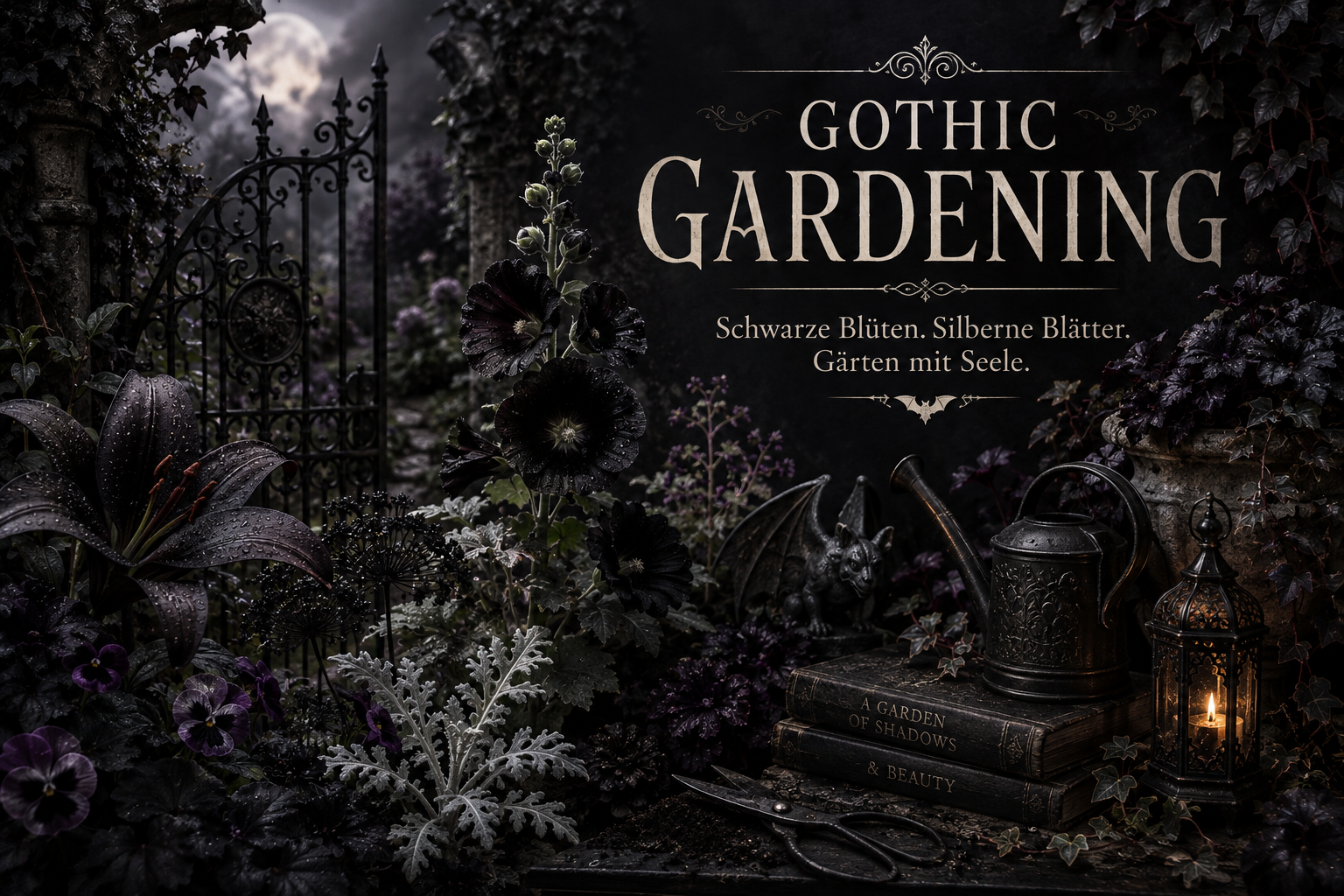 Gothischer Garten bei Nacht